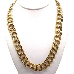 Vintage Monet Double Link Chain Necklace, Gold Plated Classic 20in